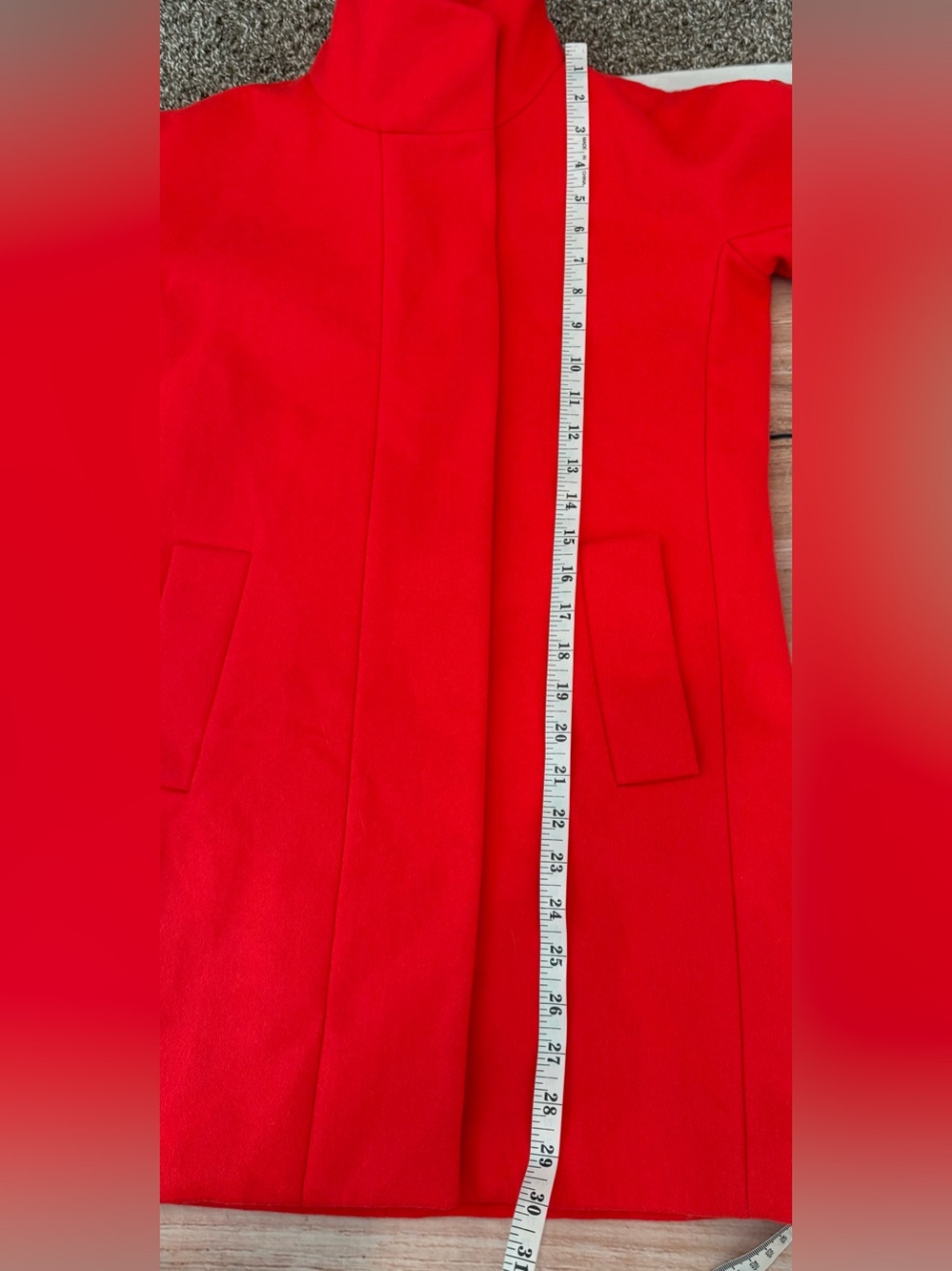 J.CREW Peacoat "City Coat" Cocoon Stadium Jacket Zip Size 00 Bright Orange Wool - Picture 4 of 9